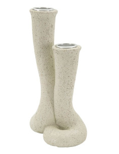 Chandelier moderne 2 branches Hauteur 17 cm Résine Blanc crème Stons 