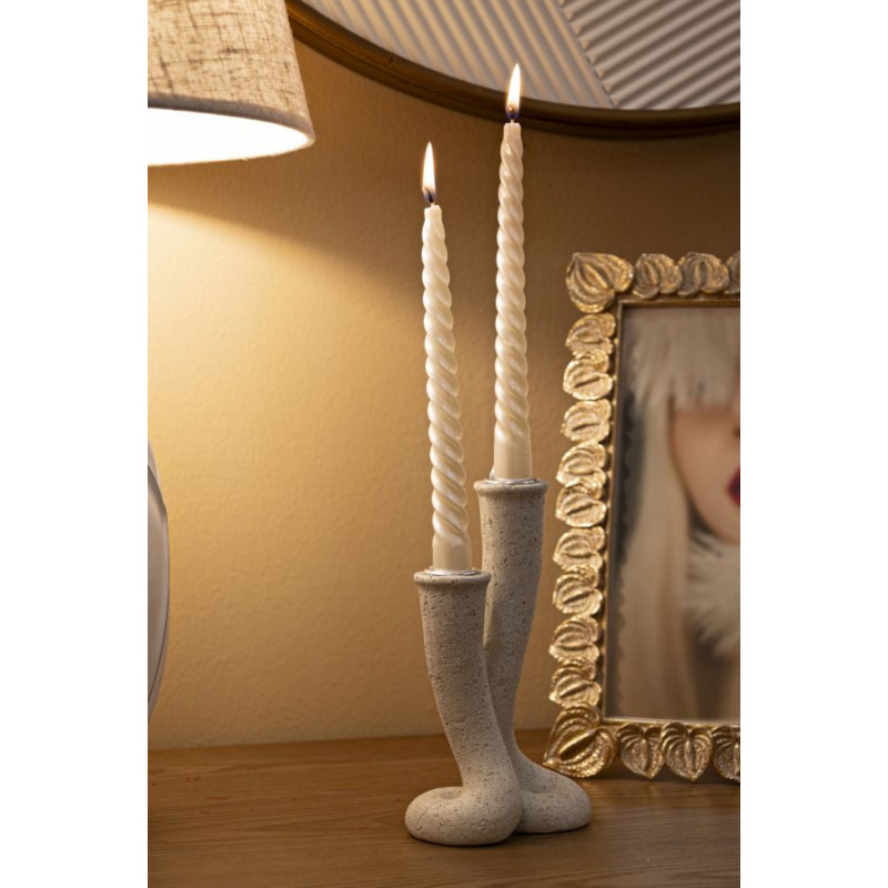 Chandelier moderne 2 branches Hauteur 17 cm Résine Blanc crème Stons 