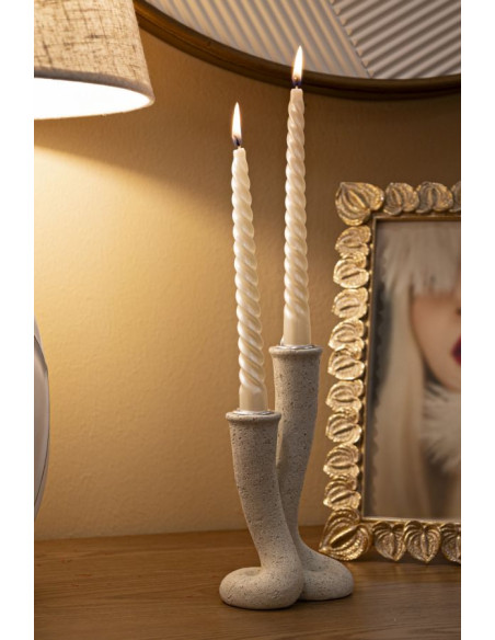 Chandelier moderne 2 branches Hauteur 17 cm Résine Blanc crème Stons 