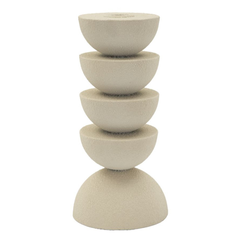 Bougeoir moderne forme géométrique Hauteur 21 cm Métal Blanc crème Dune 