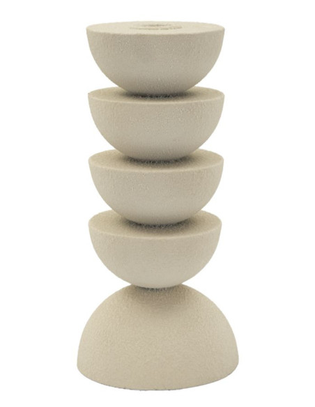 Bougeoir moderne forme géométrique Hauteur 21 cm Métal Blanc crème Dune 