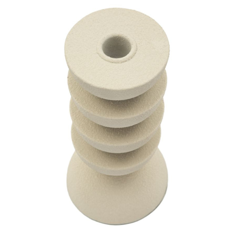 Bougeoir moderne forme géométrique Hauteur 21 cm Métal Blanc crème Dune 