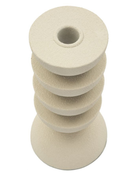 Bougeoir moderne forme géométrique Hauteur 21 cm Métal Blanc crème Dune 