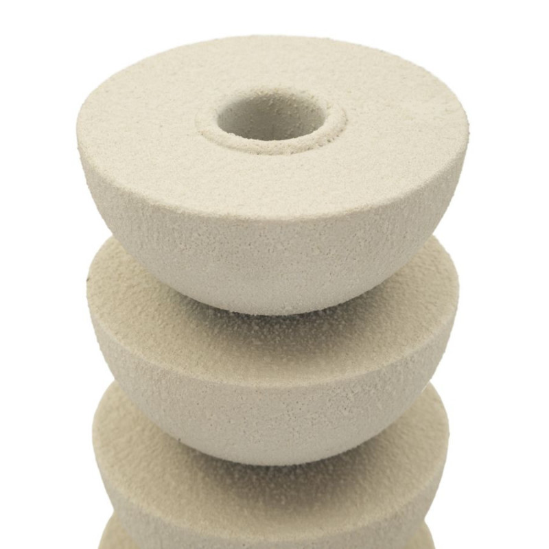 Bougeoir moderne forme géométrique Hauteur 21 cm Métal Blanc crème Dune 