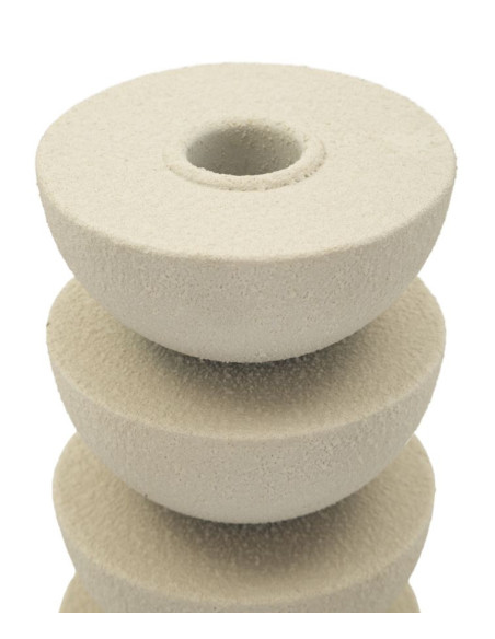 Bougeoir moderne forme géométrique Hauteur 21 cm Métal Blanc crème Dune 