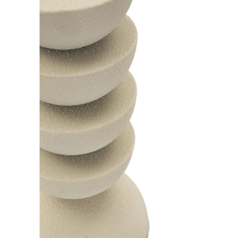 Bougeoir moderne forme géométrique Hauteur 21 cm Métal Blanc crème Dune 