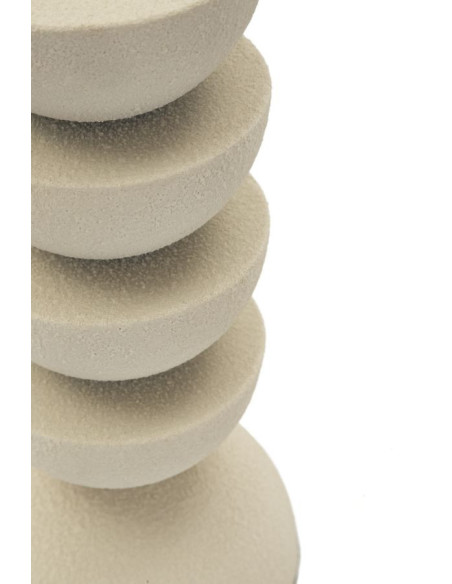 Bougeoir moderne forme géométrique Hauteur 21 cm Métal Blanc crème Dune 