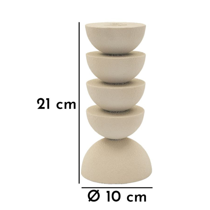 Bougeoir moderne forme géométrique Hauteur 21 cm Métal Blanc crème Dune 