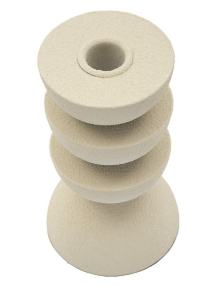 Bougeoir moderne forme géométrique Hauteur 15 cm Métal Blanc crème Dune 