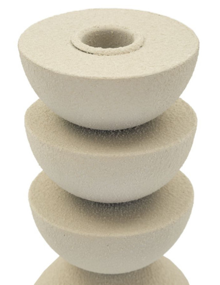 Bougeoir moderne forme géométrique Hauteur 15 cm Métal Blanc crème Dune 