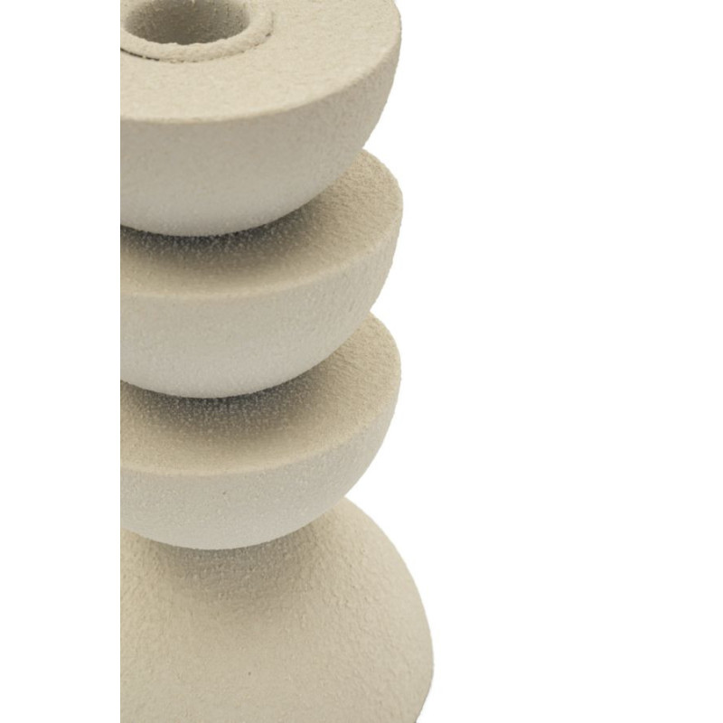 Bougeoir moderne forme géométrique Hauteur 15 cm Métal Blanc crème Dune 