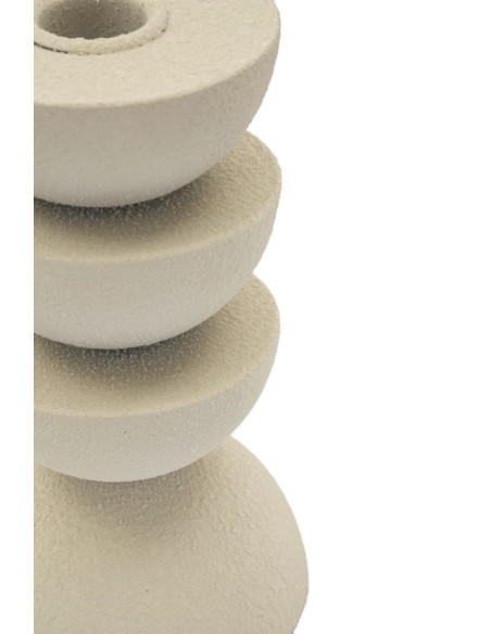 Bougeoir moderne forme géométrique Hauteur 15 cm Métal Blanc crème Dune 