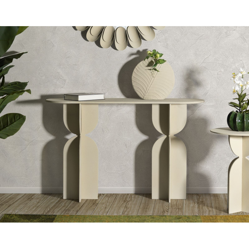 Console moderne Rectangulaire 120 cm Métal Blanc crème Dune Mauro Ferretti - 8