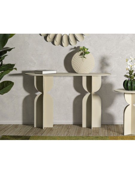 Console moderne Rectangulaire 120 cm Métal Blanc crème Dune Mauro Ferretti - 8