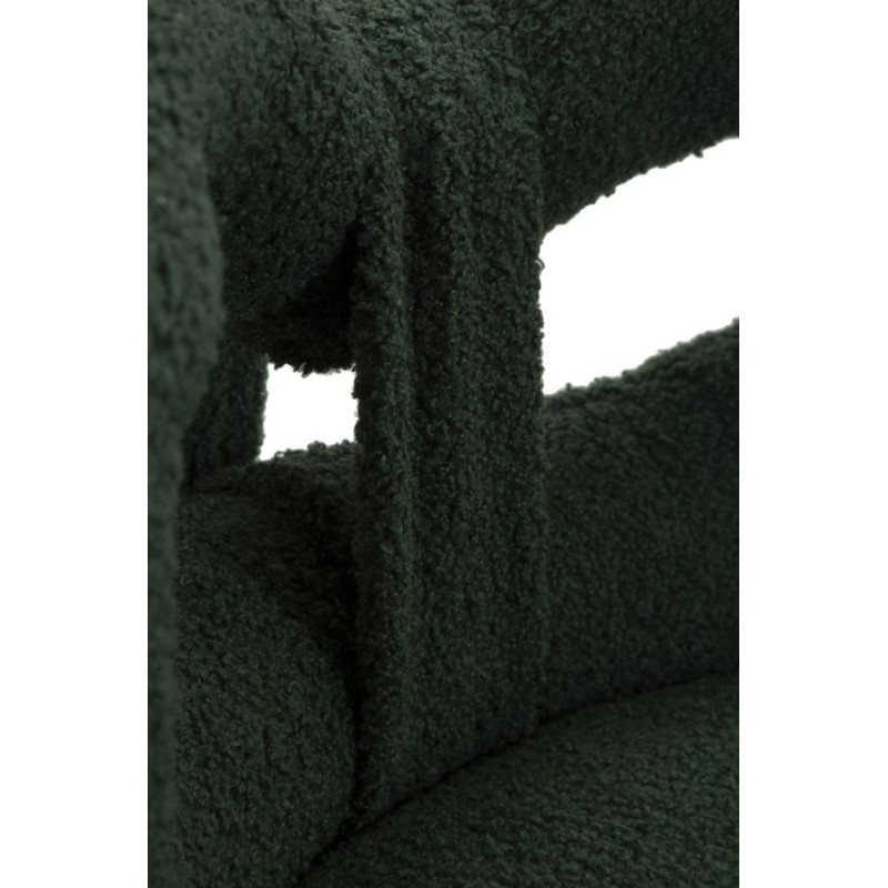 Chaise originale bouclette Noeud Tissu Vert Bouclé Métal Doré Bois MDF Ilary 