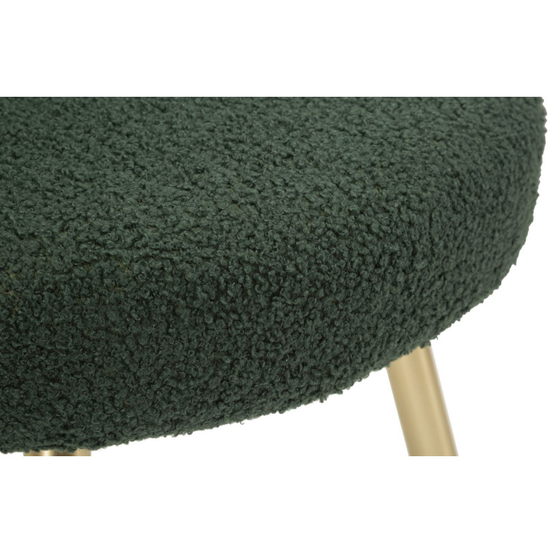 Chaise originale bouclette Noeud Tissu Vert Bouclé Métal Doré Bois MDF Ilary 