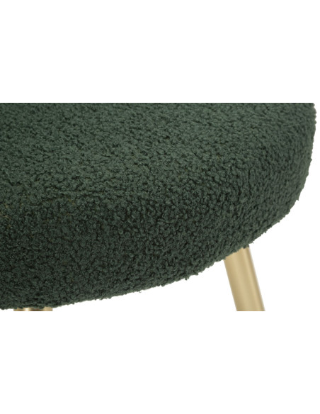 Chaise originale bouclette Noeud Tissu Vert Bouclé Métal Doré Bois MDF Ilary 