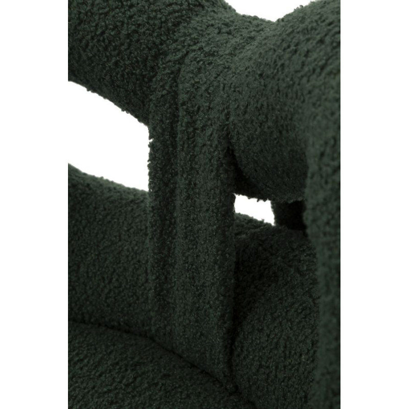 Chaise originale bouclette Noeud Tissu Vert Bouclé Métal Doré Bois MDF Ilary 