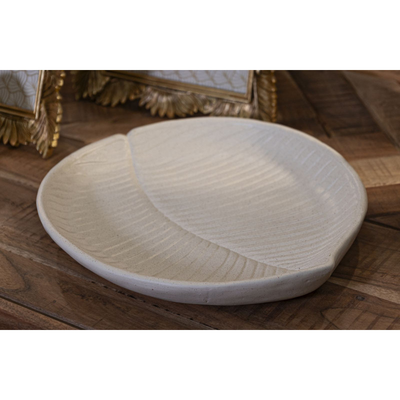 Vide poche minimaliste Feuille Résine Blanc crème Nervuré Stons 