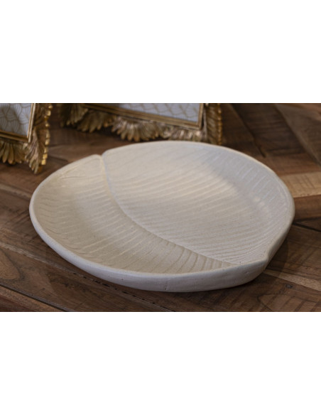 Vide poche minimaliste Feuille Résine Blanc crème Nervuré Stons 