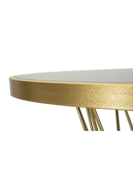 Table de bar haute moderne chic Ronde 2 personnes Verre Noir Métal Doré Tower 