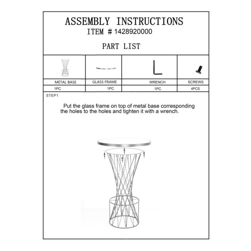 Table de bar haute moderne chic Ronde 2 personnes Verre Noir Métal Doré Tower 