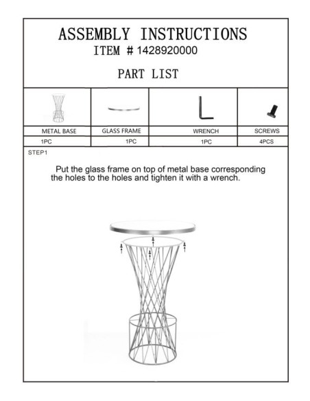 Table de bar haute moderne chic Ronde 2 personnes Verre Noir Métal Doré Tower 