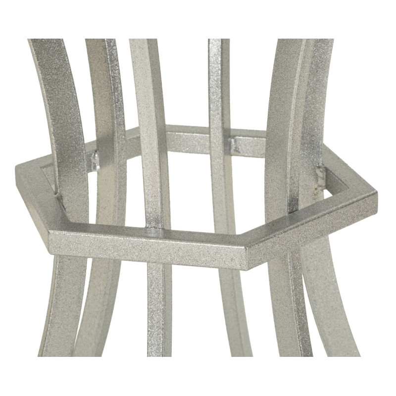 Table d'appoint orientale chic Ronde Marbre Blanc Métal Argenté Istanbul 