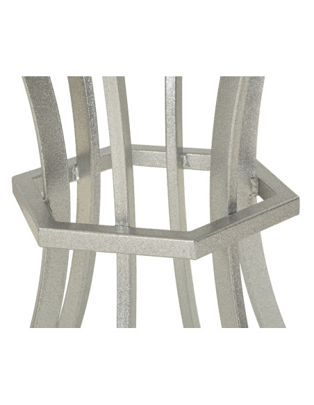 Table d'appoint orientale chic Ronde Marbre Blanc Métal Argenté Istanbul 