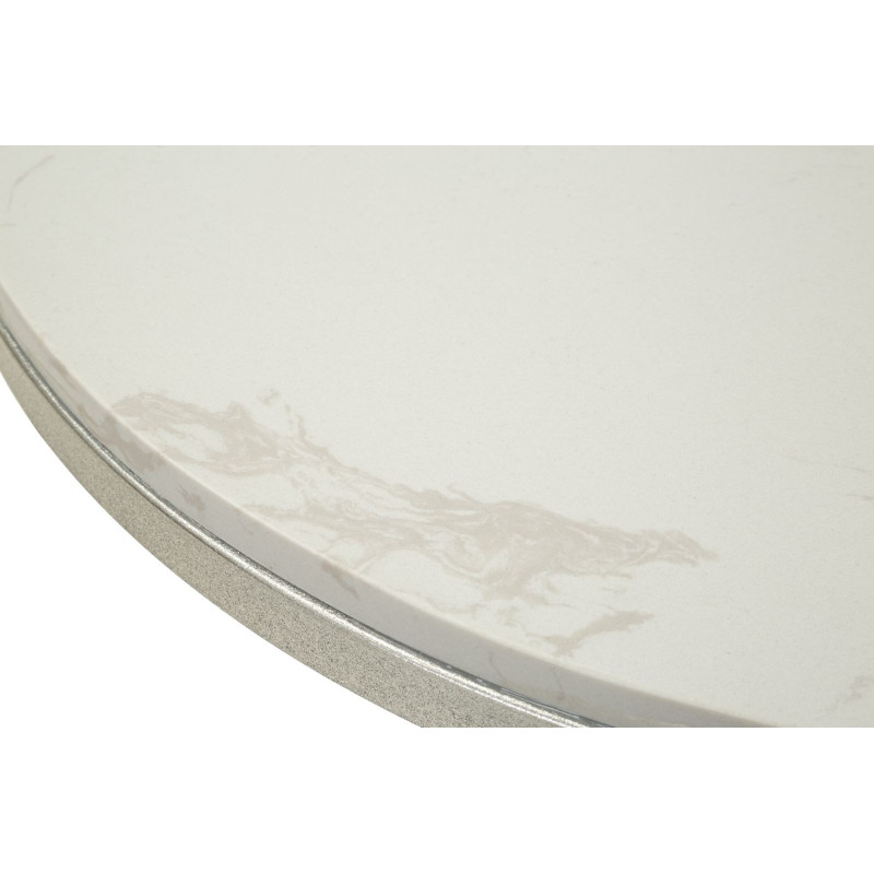 Table d'appoint orientale chic Ronde Marbre Blanc Métal Argenté Istanbul 