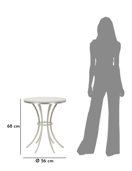 Table d'appoint orientale chic Ronde Marbre Blanc Métal Argenté Istanbul 