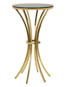 Sellette haute moderne chic Ronde Hauteur 92 cm Verre Noir Métal Doré Shanty 