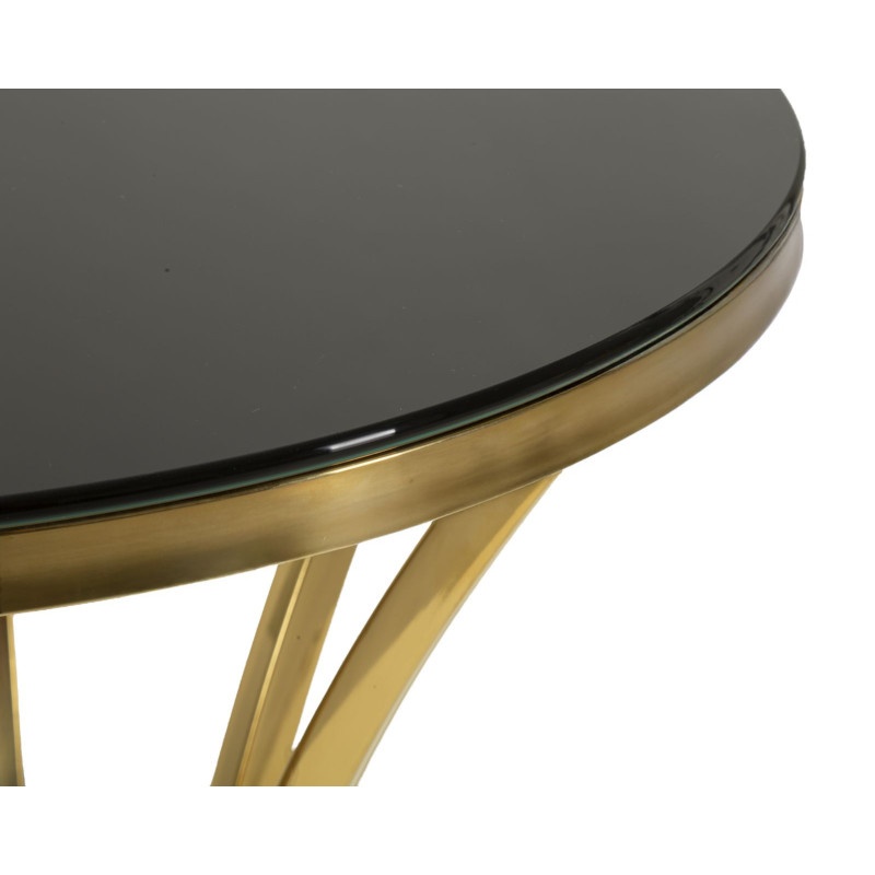 Sellette haute moderne chic Ronde Hauteur 92 cm Verre Noir Métal Doré Shanty 