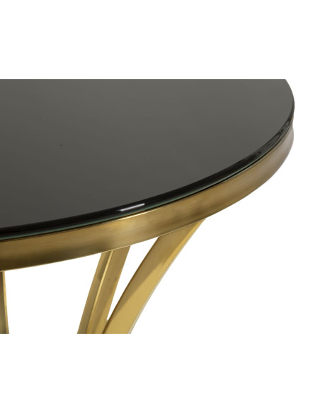 Sellette haute moderne chic Ronde Hauteur 92 cm Verre Noir Métal Doré Shanty 