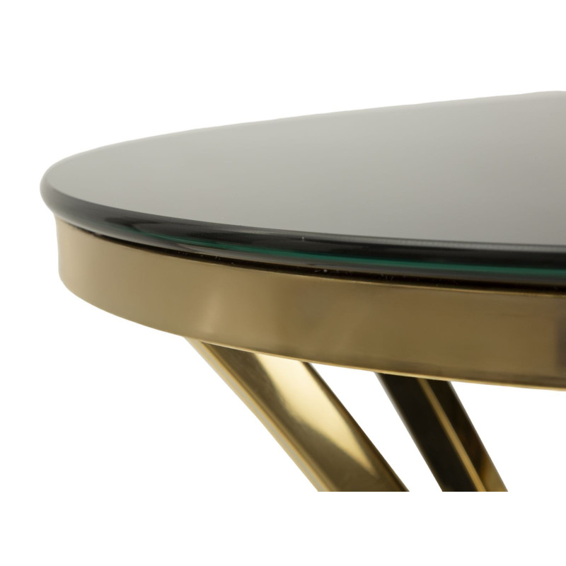 Sellette haute moderne chic Ronde Hauteur 92 cm Verre Noir Métal Doré Shanty 