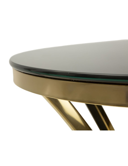 Sellette haute moderne chic Ronde Hauteur 92 cm Verre Noir Métal Doré Shanty 