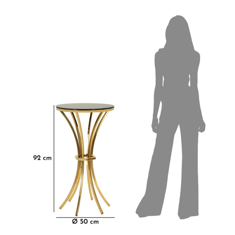 Sellette haute moderne chic Ronde Hauteur 92 cm Verre Noir Métal Doré Shanty 