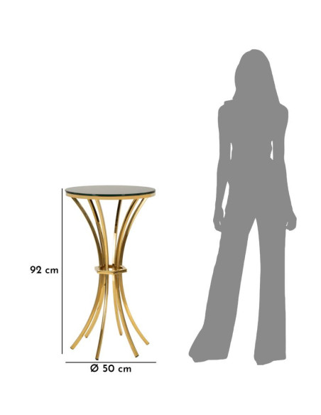 Sellette haute moderne chic Ronde Hauteur 92 cm Verre Noir Métal Doré Shanty 