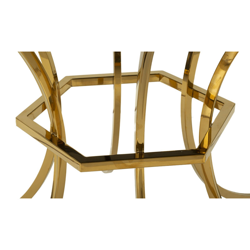 Table à manger moderne chic Ronde 4 personnes Verre Noir Métal Doré Shanty 