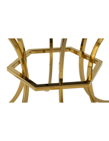 Table à manger moderne chic Ronde 4 personnes Verre Noir Métal Doré Shanty 