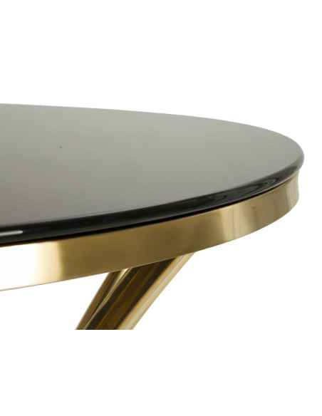 Table de bar haute moderne chic Ronde 2 personnes Verre Noir Métal Doré Shanty 