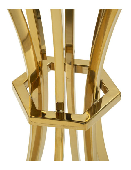 Table de bar haute moderne chic Ronde 2 personnes Verre Noir Métal Doré Shanty 