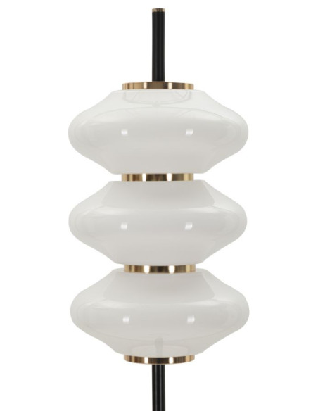 Grand Lampadaire sur pied rétro chic Hauteur 168 cm Verre Blanc Métal Doré Noir Vintage 