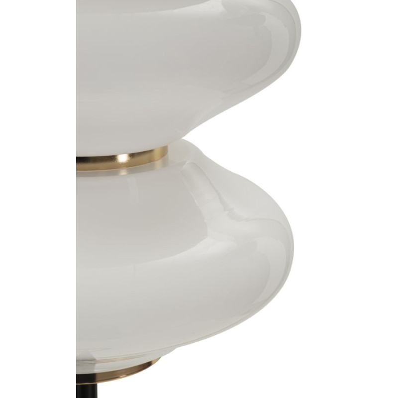 Grand Lampadaire sur pied rétro chic Hauteur 168 cm Verre Blanc Métal Doré Noir Vintage 