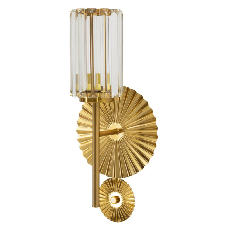 Grande Applique murale japonaise éventails Hauteur 47 cm Verre Transparent Métal Doré Tirana 