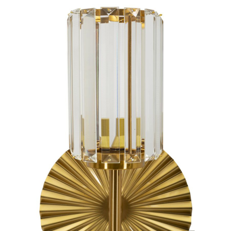 Grande Applique murale japonaise éventails Hauteur 47 cm Verre Transparent Métal Doré Tirana 