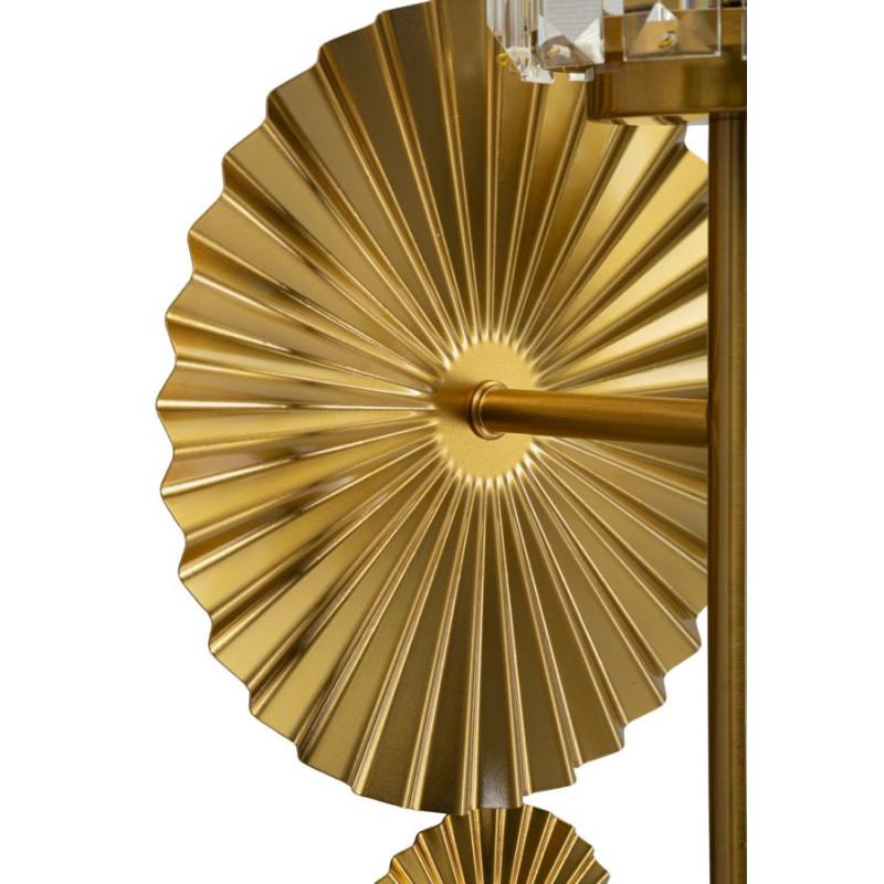 Grande Applique murale japonaise éventails Hauteur 47 cm Verre Transparent Métal Doré Tirana 