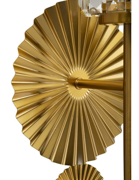 Grande Applique murale japonaise éventails Hauteur 47 cm Verre Transparent Métal Doré Tirana 