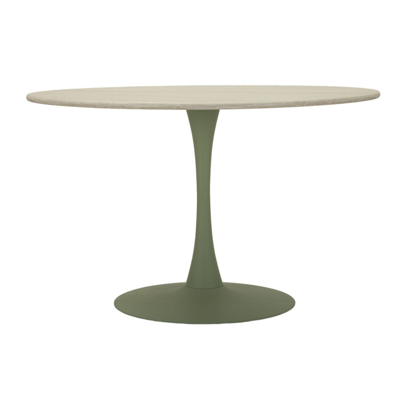 Table à manger moderne Ronde 4 personnes Bois MDF Naturel Métal Vert Stoccolma 