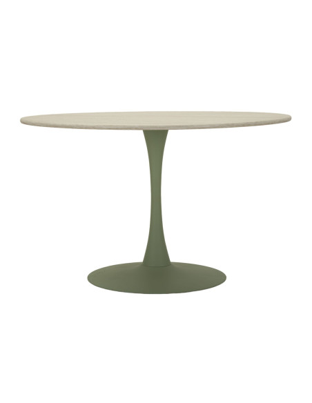 Table à manger moderne Ronde 4 personnes Bois MDF Naturel Métal Vert Stoccolma 